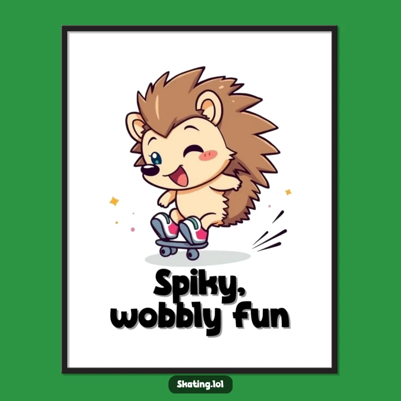 Funny Hedgehog Digital Art Print: Decorate with Clumsiness and This Hilarious Skating Piece