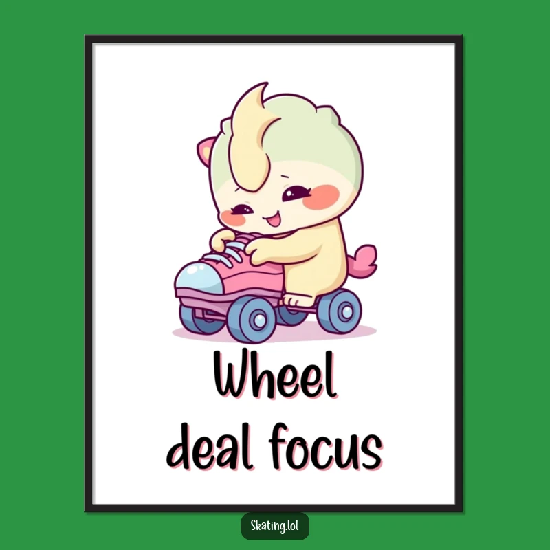 Funny Curious Skater Digital Art: Creature's Wheel Download - Instant Funny Gift!