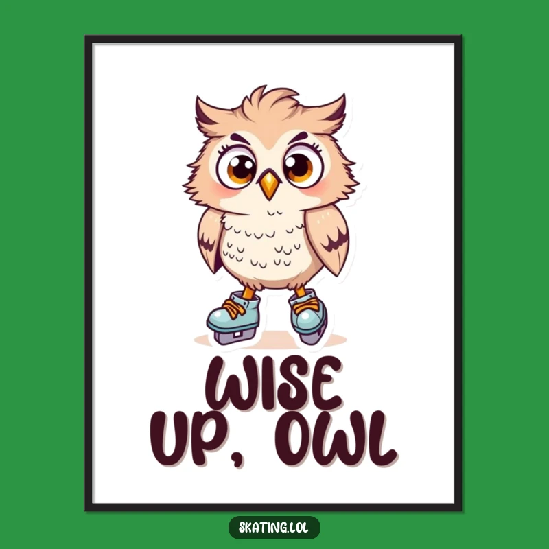 Funny Owl Skater Digital Art: Instant Surprise Wobble, Printable Funny Gift!