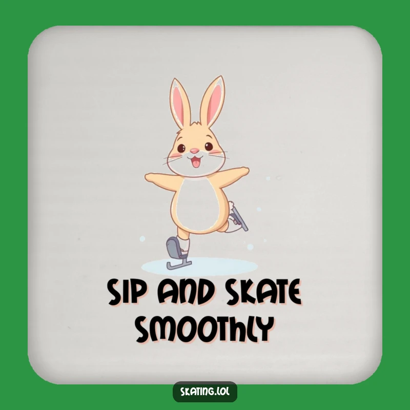 Funny Arctic Hare Drink Coaster: Joyful Skating Protection