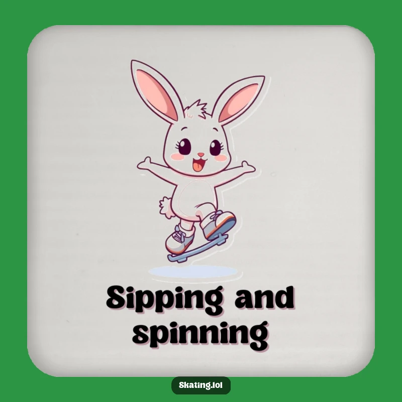 Funny Bunny Ice Skating Drink Coaster: Protect Surfaces with Bouncy Charm
