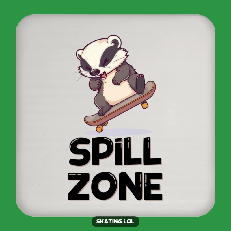Funny Clumsy Badger Drink Coasters: Protect Surfaces with Hilarious Skateboard Charms