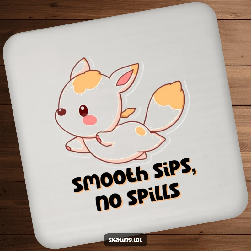 Funny drink coaster featuring a bouncing animal character gliding gracefully, offering protection with a humorous and elegant design.
