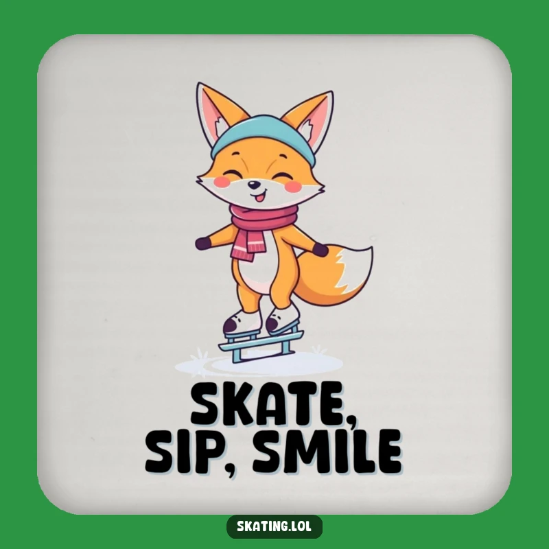 Funny Ice Skating Fox Coaster: Happy Surface Saver, Gift