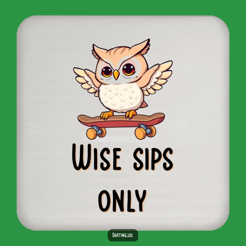 Funny Owl Skateboarder Drink Coasters: Protect Your Surfaces with Wise and Whimsical Style!
