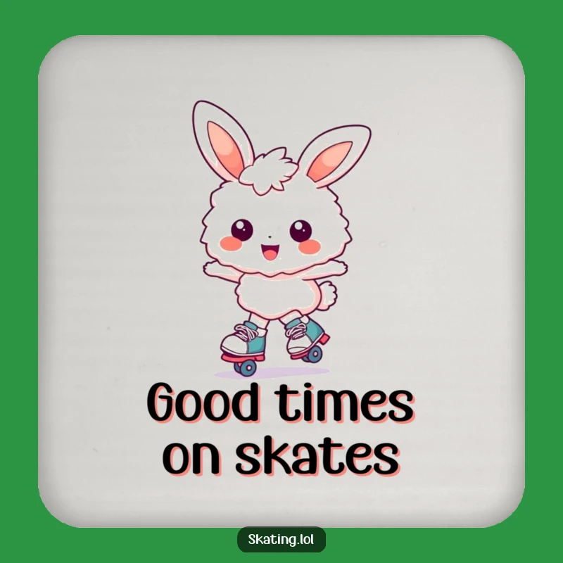 Funny Bunny Roller Skates Coaster: Cheerful Desk Protection for Bunny Lovers