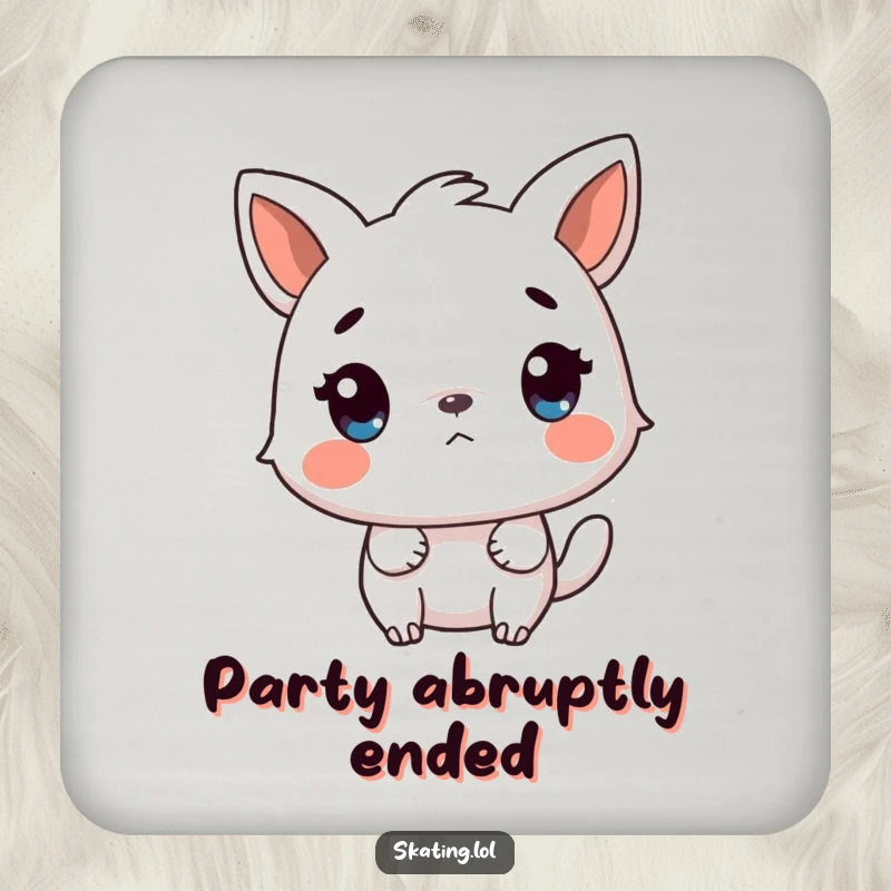 Funny drink coaster with a surprised animal character reacting to a sudden stop, adding a humorous touch to drink service.