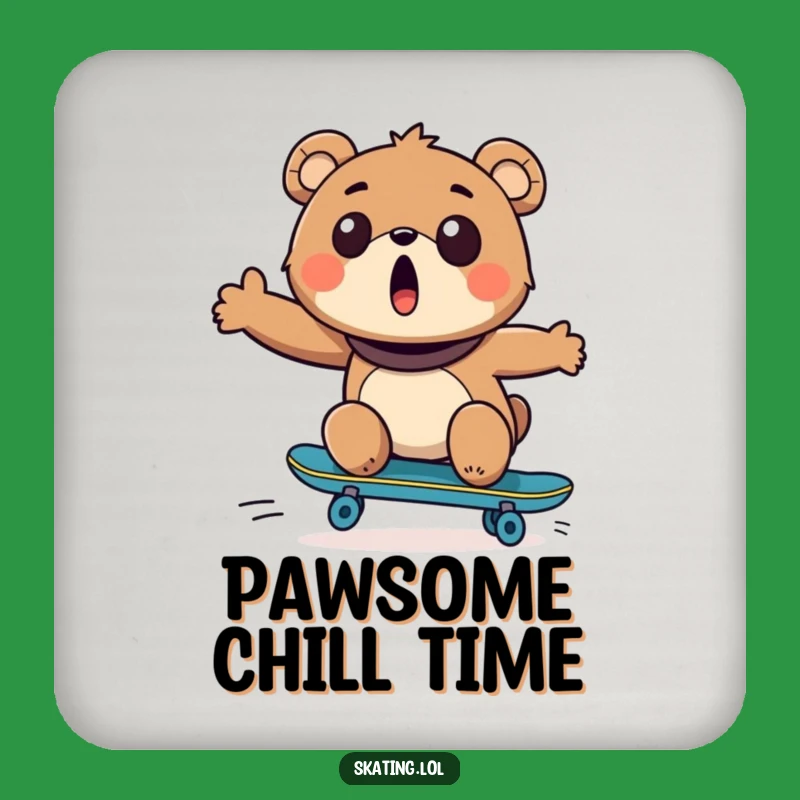 Funny Bear Skateboarder Drink Coasters: Protect Your Surfaces with a Splash of Skateboarding Humor!
