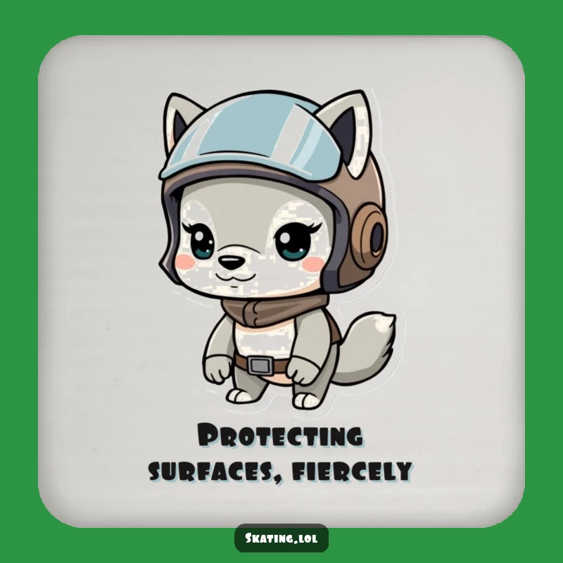 Funny Determined Helmet Animal Coaster: Protect Surfaces with Brave Humor.