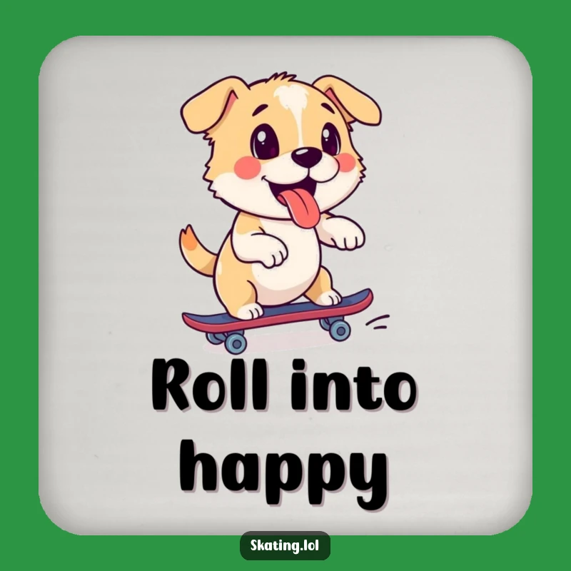 Funny Dog Roller Skate Coaster - Protect Surfaces with Playful Humor