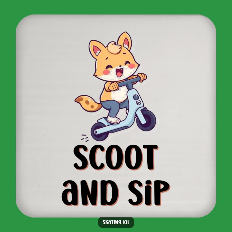 Funny Scooter Trick Animal Drink Coaster - Comedic Protection for Surfaces