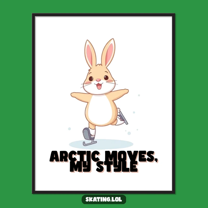 Funny Arctic Hare Skating Poster: Joyful Winter Wall Art