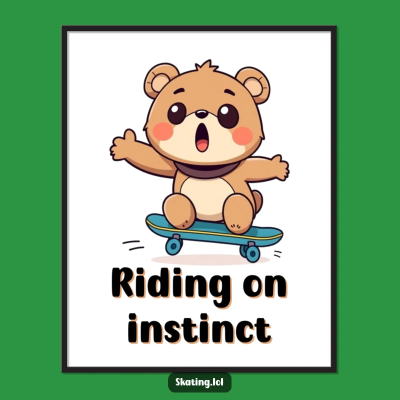 Funny Bear Skateboarder Poster: Bring Animated Fun and Laughter to Your Walls!