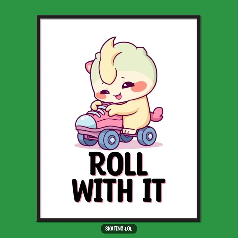 Funny Curious Skater Poster: Creature's Wheel Art, Hilarious Funny Gift Decor!