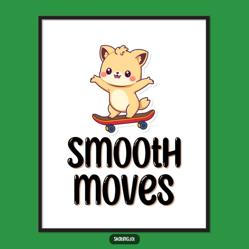 Funny Cute Animal Skateboarder Poster - Whimsical Wall Art & Hilarious Gift