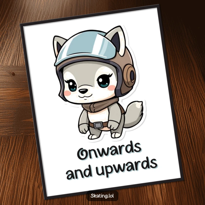 Funny poster art of a determined animal wearing a helmet, looking ready for action with a humorous, inspiring expression.