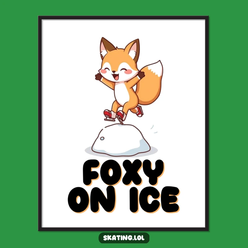 Funny Fox Poster: Decorate with Cheer and This Hilarious Ice Skating Art