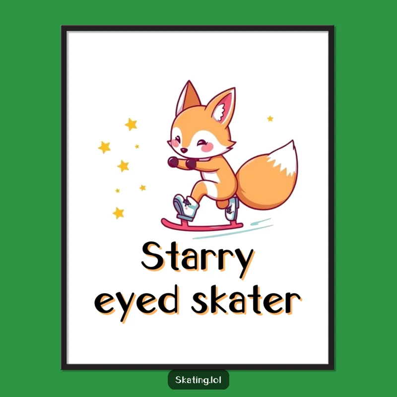 Funny Fox Star Skates Poster: Magical Wall Art for Fox Fans