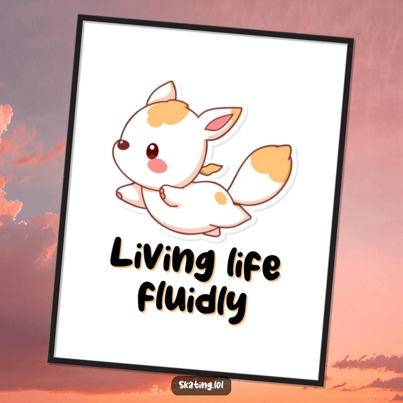 Funny poster art of a bouncing animal character gliding with exquisite grace, bringing a humorous and artistic vibe.