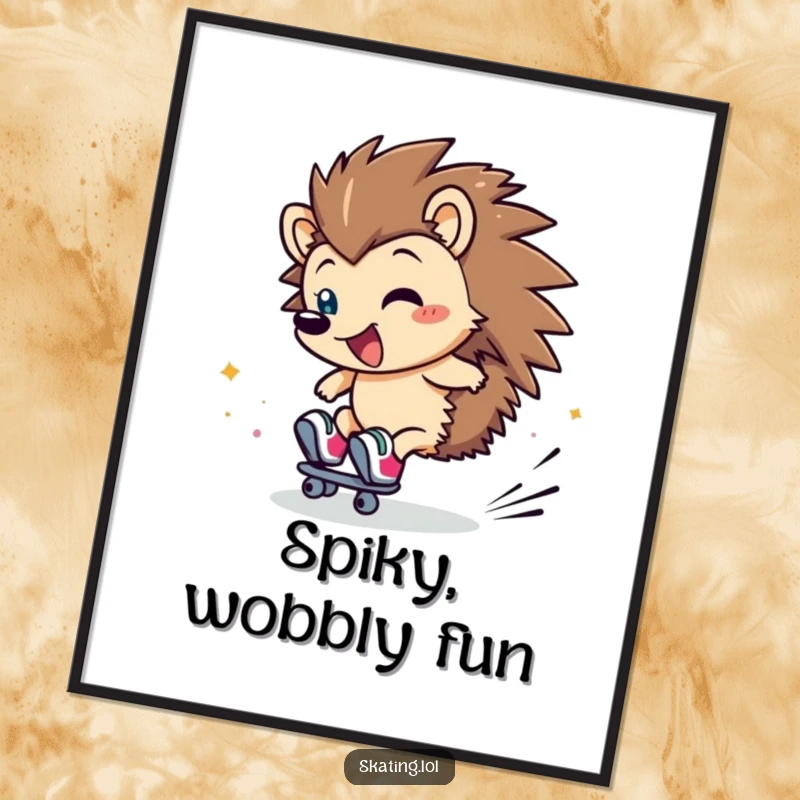 Funny Hedgehog Poster: A clumsy hedgehog character rolls hilariously on skates, creating a flurry of giggles.