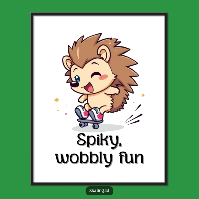 Funny Hedgehog Poster: Decorate with Clumsiness and This Hilarious Ice Skating Art
