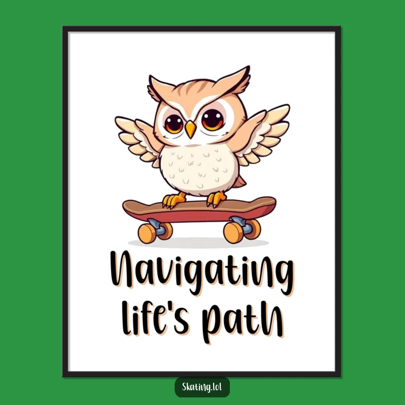 Funny Owl Skateboarder Poster: Bring Wise Humor and Skateboarding Style to Your Walls!
