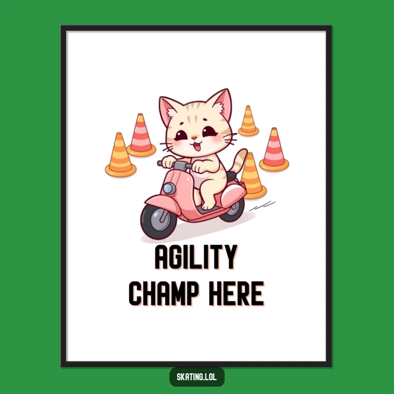 Funny Scooter Cat Poster: Playful Weaving Art, Gift