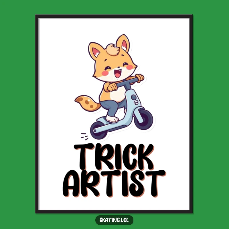 Funny Scooter Trick Animal Poster - Dynamic Comedic Wall Art Gift