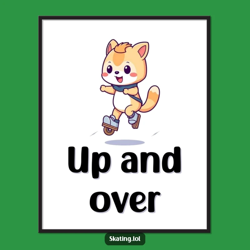 Funny Skate Jump Art Poster - Happy Character Wall Decor, Unique Funny Gift