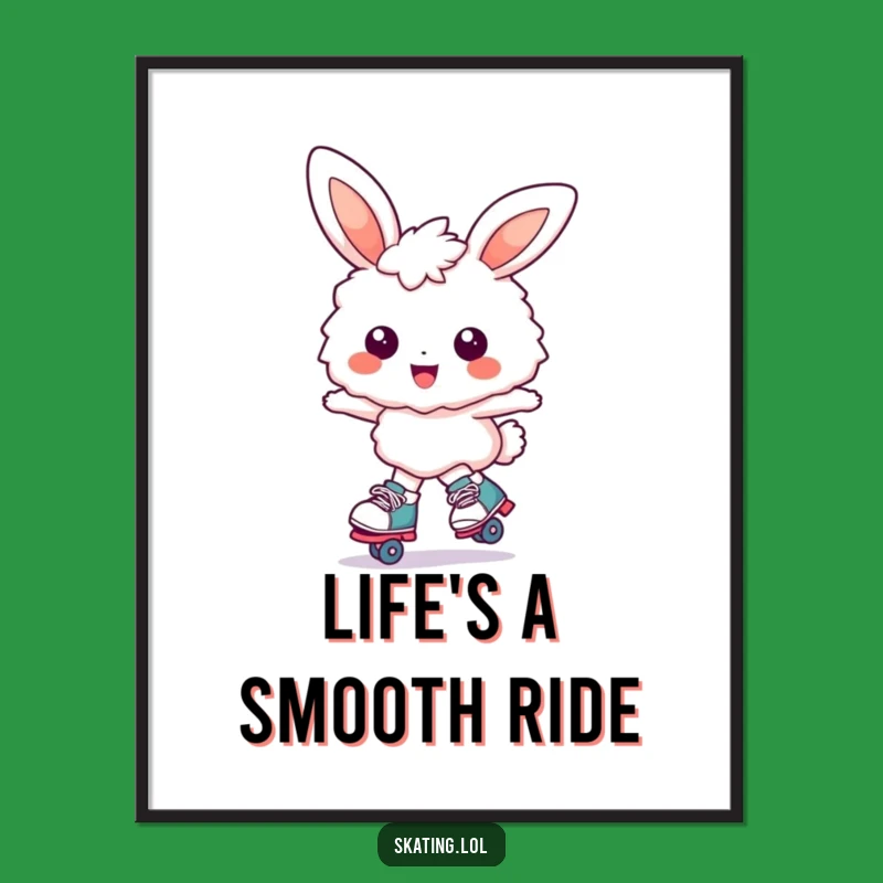 Funny Bunny Roller Skates Poster: Joyful Wall Art for Bunny Fans