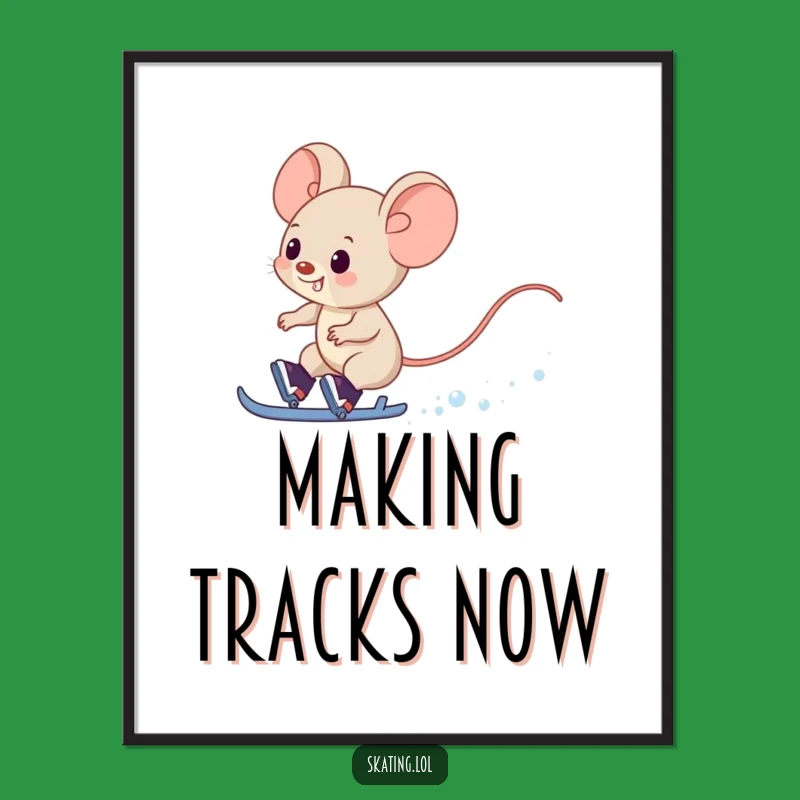 Funny Mouse Poster: Decorate with Speed and This Hilarious Ice Skating Art