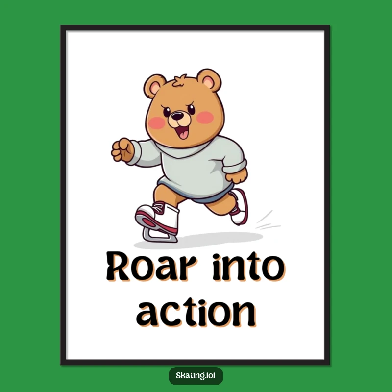 Funny Bear Skater Poster: Determined Bruin Art, Hilarious Wall Decor, Funny Gift!