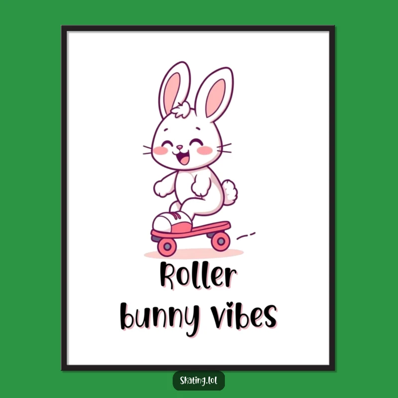 Funny Bunny Roller Skate Art Poster: Joyful Decor, Perfect Gift