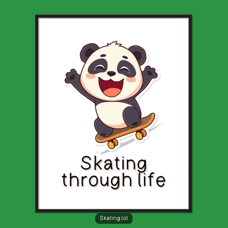 Funny Panda Skate Poster: Extreme Wall Art, Hilarious Funny Gift