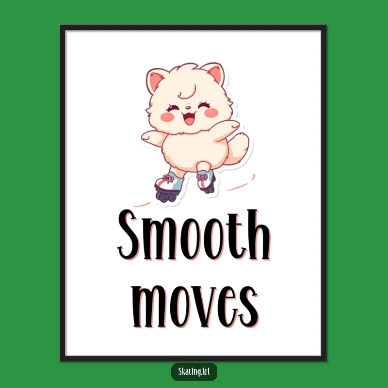 Funny Roller Skate Art Poster - Gliding Character Wall Decor, Unique Funny Gift