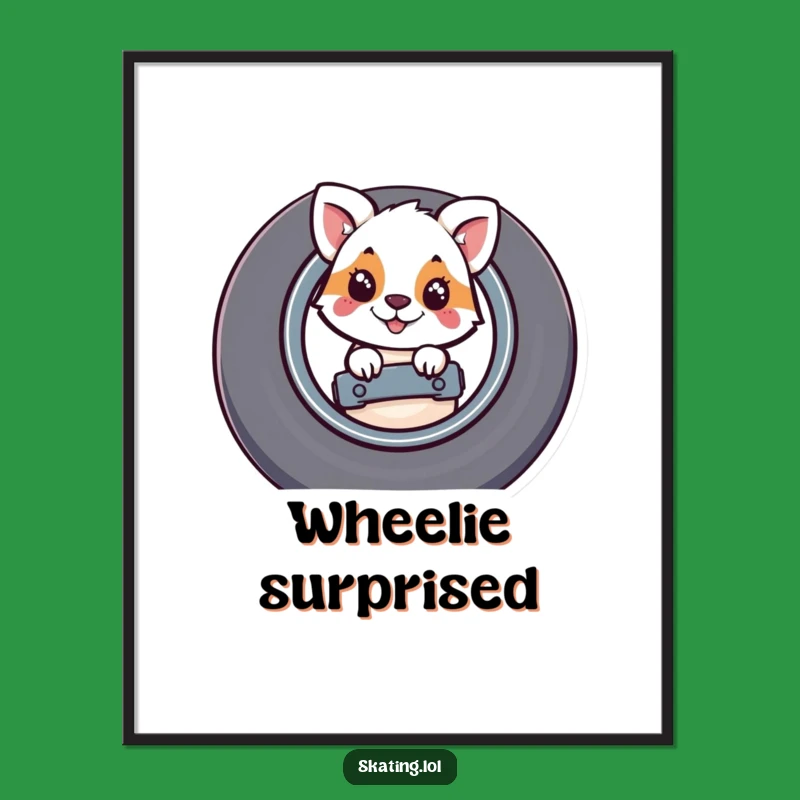 Funny Skateboard Wheel Peek Poster: Whimsical Art for Your Walls