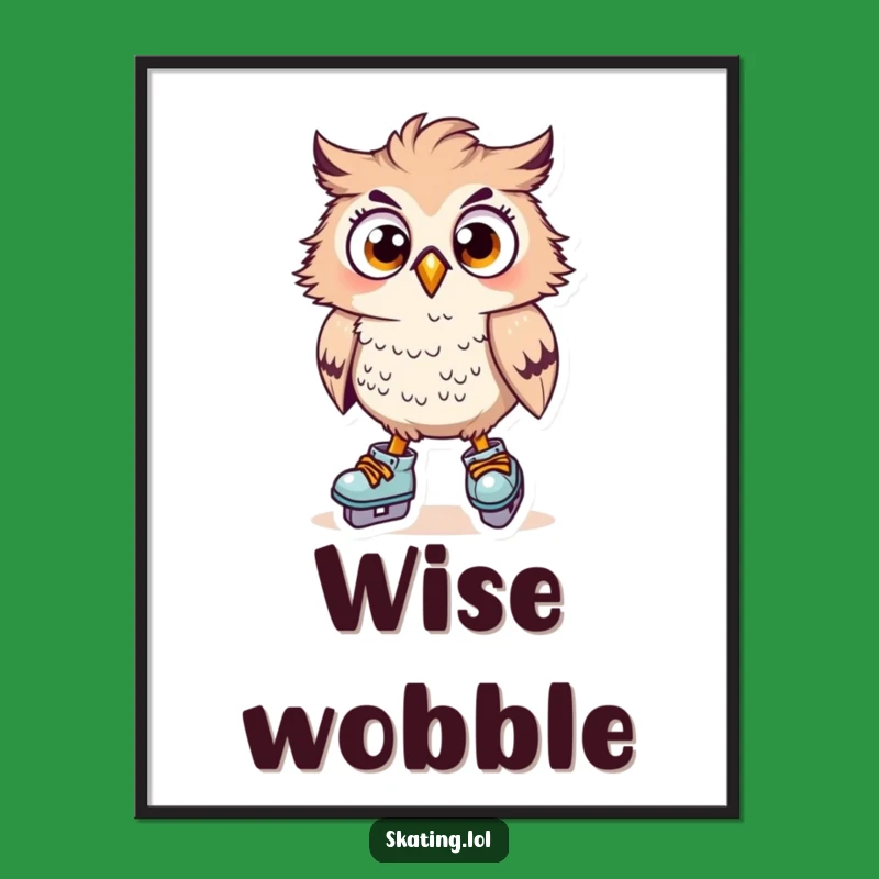 Funny Owl Skater Poster: Surprised Bird Art, Hilarious Wall Decor, Funny Gift!