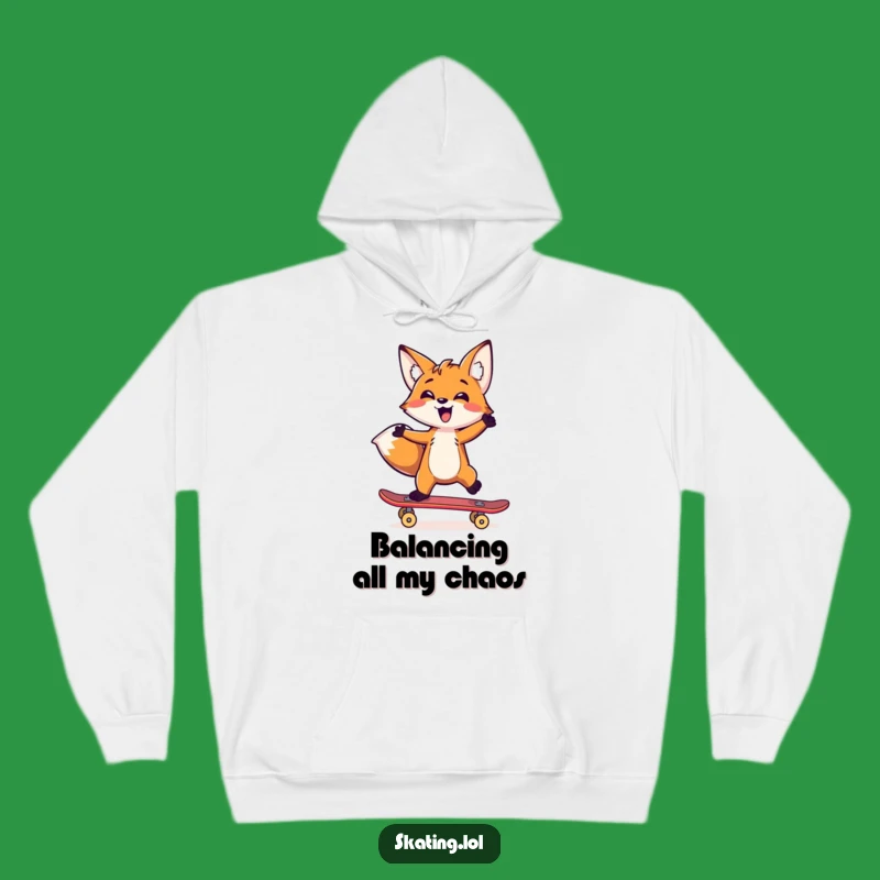 Funny Fox Balance Hoodie: Cozy Skater Gear, Adorable Funny Gift