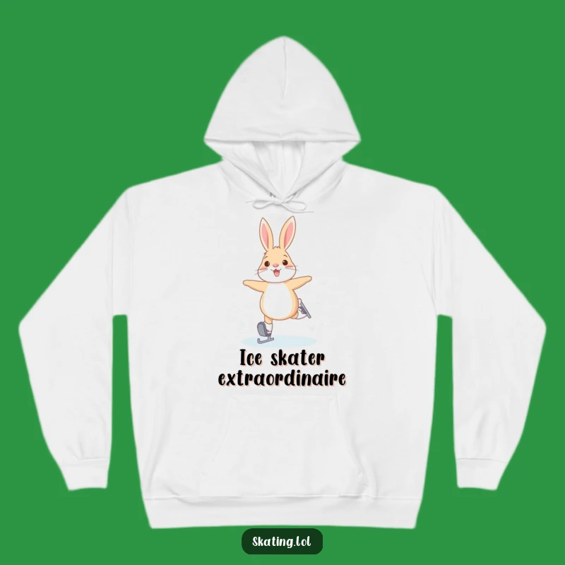 Cozy Funny Arctic Hare Hoodie: Joyful Ice Skating Warmth