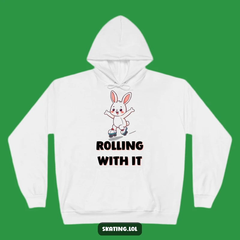 Funny Bunny Roller Skate Hoodie - Cozy Joyful Gliding Character Sweatshirt