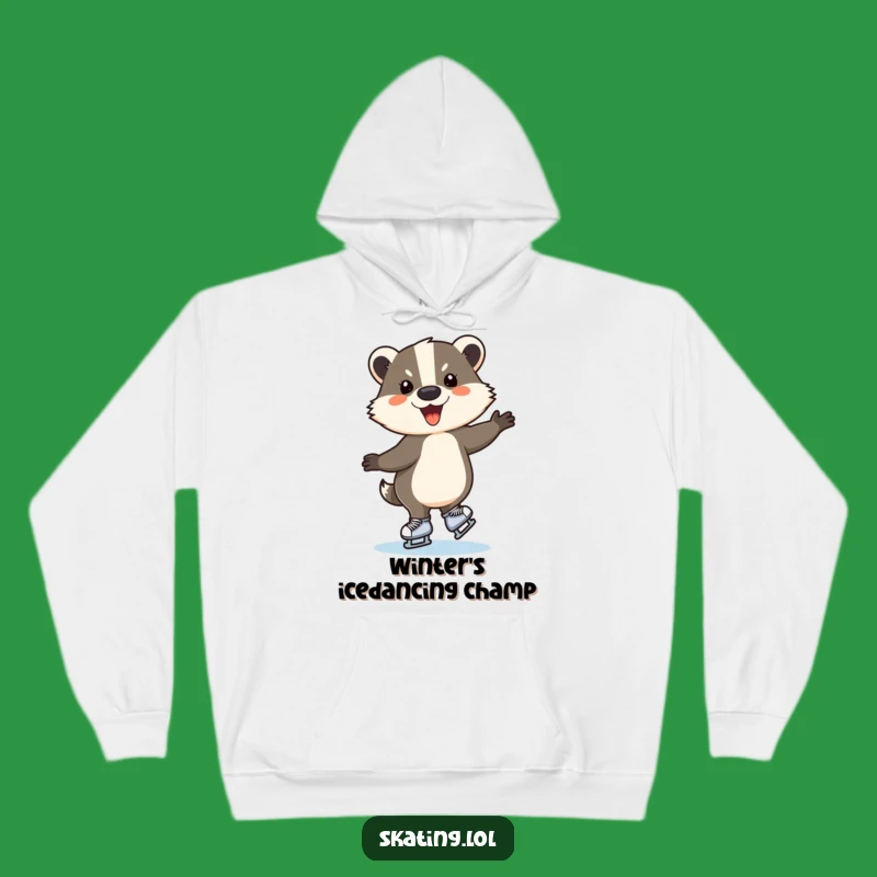 Funny Badger Ice Skating Hoodie - Warm & Comedic Winter Apparel Gift