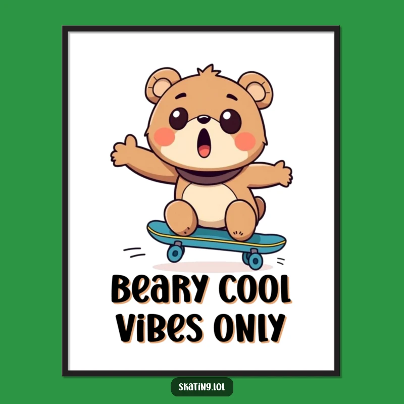 Free Printable Wall Art: Funny Bear Skater, Surprise Your Decor!