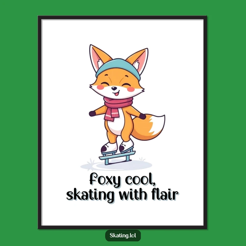 Free Printable Fox Skater Wall Art - Whimsical Downloadable Decor