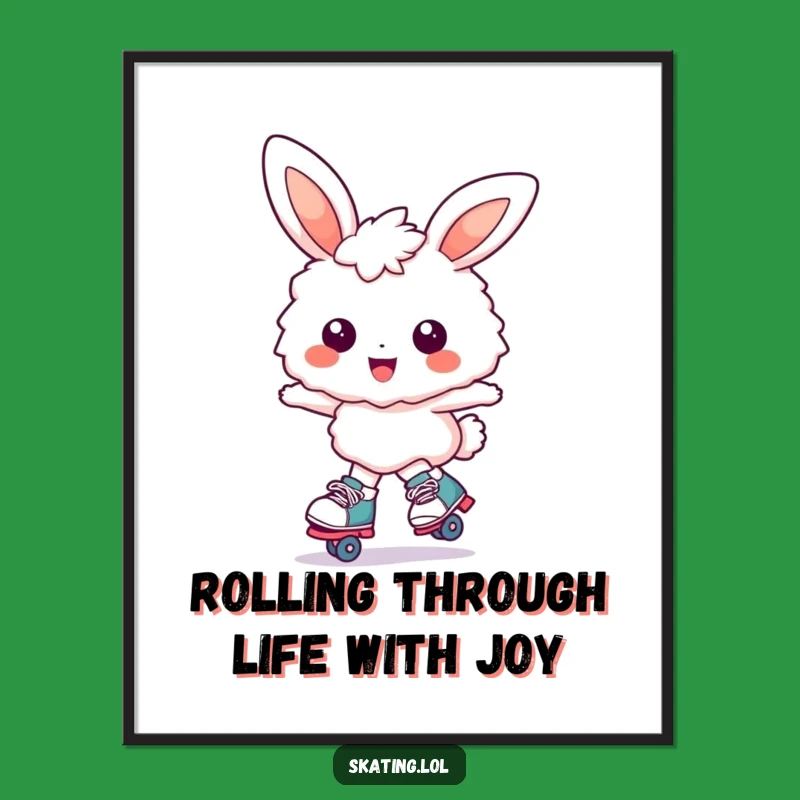 Free Printable Funny Bunny Art: Roller Skating Smile - Cheerful Downloadable Decor