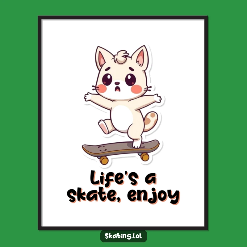 Free Printable Funny Wall Art: Surprised Skateboard Animal Humorous Downloadable Decor