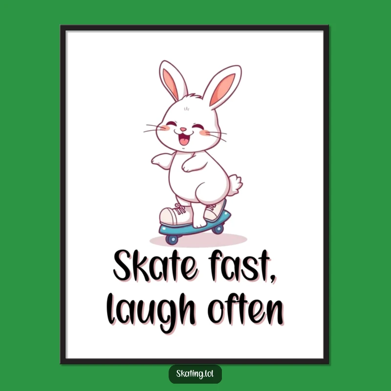 Free Printable Giggling Rabbit Skater Wall Art: Joyful Decor, Downloadable Art