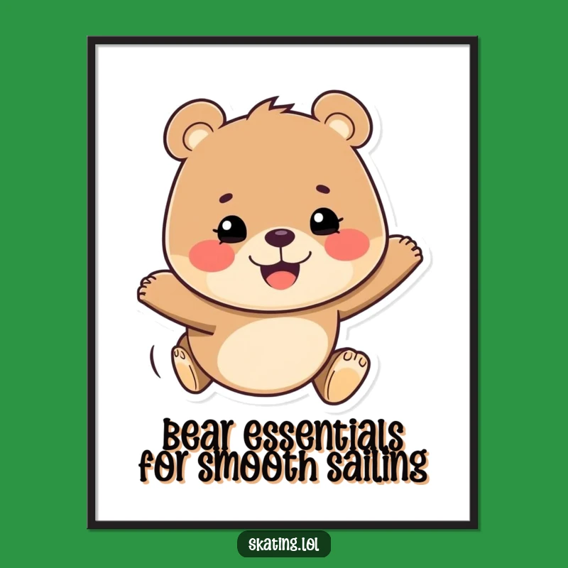 Free Printable Wall Art: Determined Bear Gliding, Funny Downloadable Decor!