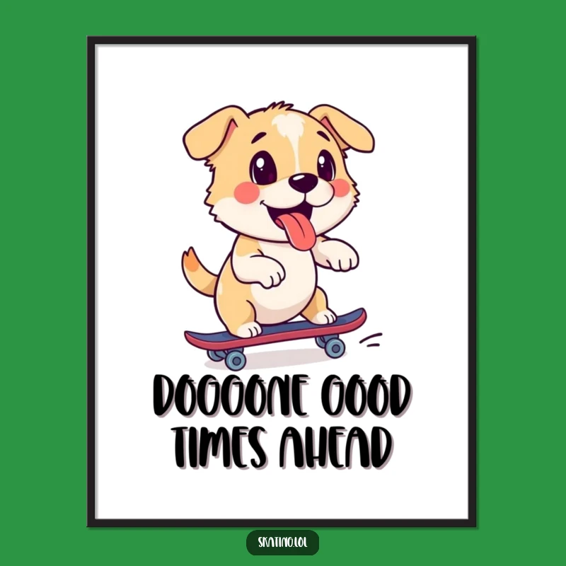Free Printable Wall Art: Energetic Dog Skater, Dynamic Downloadable Art for Active Homes