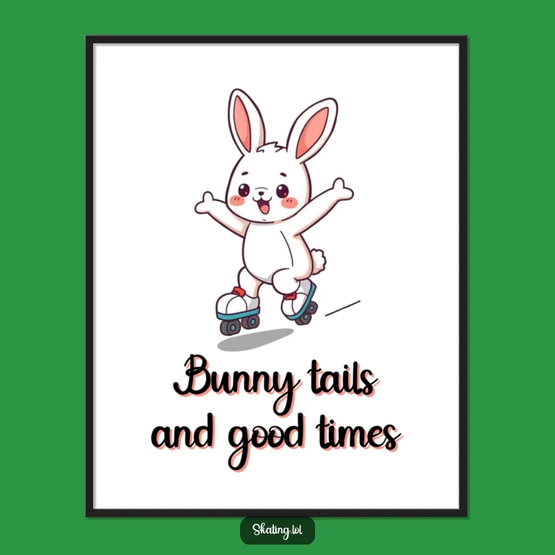 Free Printable Wall Art: Joyful Roller Skating Bunny, Fun & Whimsical Downloadable Art