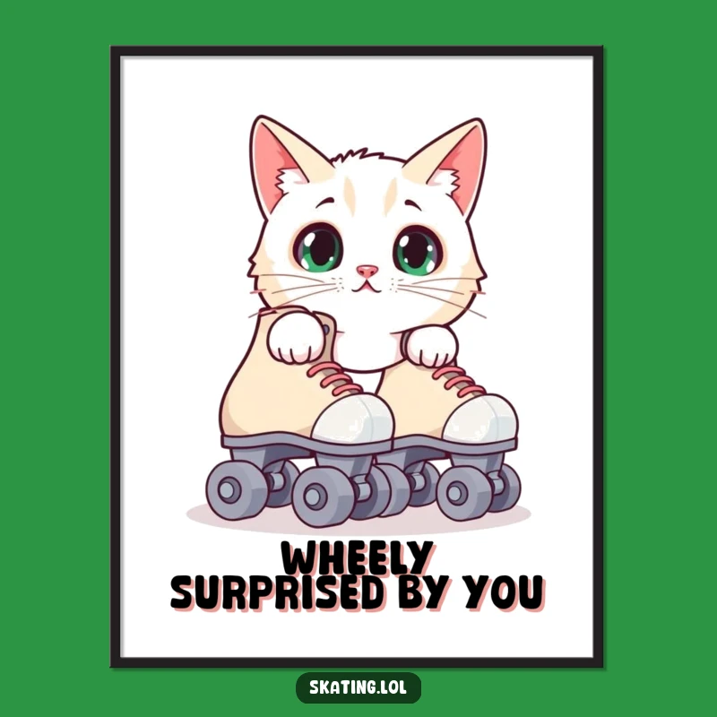 Free Printable Wall Art: Surprised Skater Cat, Whimsical Downloadable Art for Playful Spaces